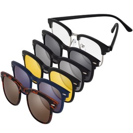 Hifot Glasses Frame with Magnetic Clip Polarised Sunglasses, Plastic Glasses Frame Glasses Frames for Men and Women