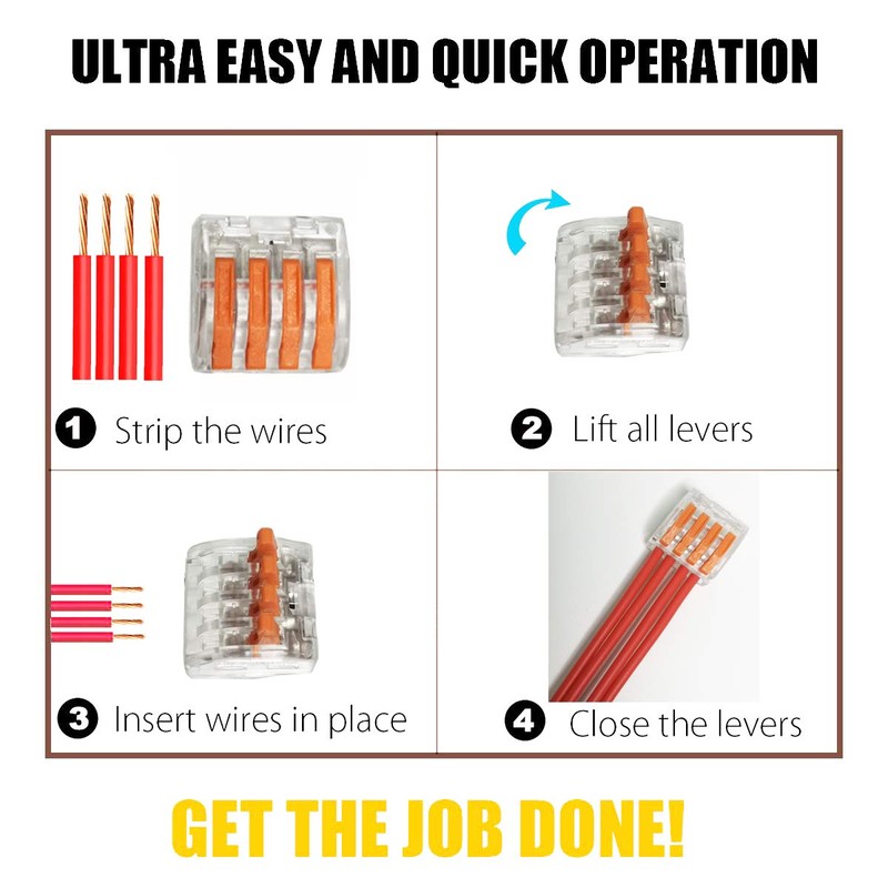 CTRICALVER 12 Pieces Compact Splice Connectors, One-Touch Connectors, Stranded and