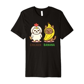 Cute Animals in Chicken and Banana Costumes Kawaii Premium T-Shirt