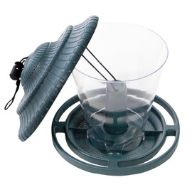 Hanging Bird Feeder House, Round Plastic, Bird Feeder with Crumb Tray, Weatherproof/Hanging, Dark Green (1)