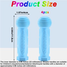 WADY 2 Pairs Bike Handlebar Grips, Soft Non-Slip Bicycle Handle Grip, Rubber, Universal Kids Bike Grips for Children's Mountain Bikes, Scooters, Balance Bikes (Blue, 4x11.8cm)