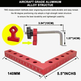 90 Degree Positioning Squares Right Angle Clamps for Woodworking - 4 Pack 5.5"Aluminum Alloy Woodworking Corner Clamps, for Picture Frame, Cabinet, Boxes, Drawers (4Pack 5.5'')