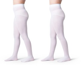 Silky Toes Girls' Opaque Microfiber Tights 1 or 2 Pairs Black White or Colored Nylon Stockings for Kids and Toddlers