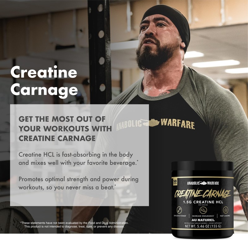 Creatine Carnage, Creatine HCL, Supports Optimal Strength, Endurance, Muscle Mass,