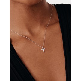 CZ Cross Necklace for Women,Silver Chain with Cross Pendant for Daughter with Message Card