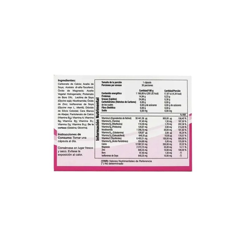 Isoflavonas De Soya Vitaminas Y Minerales C/30 Cap Sabor No