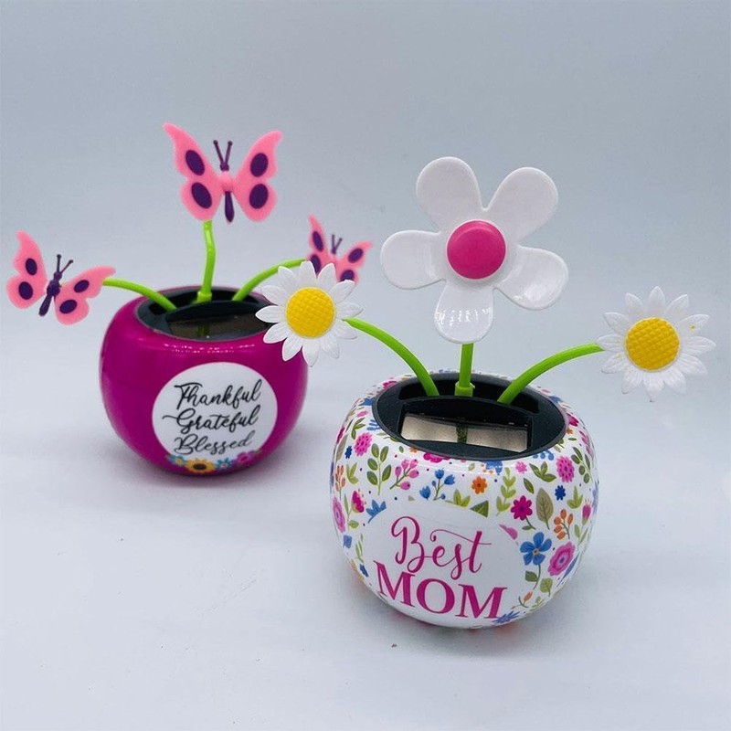 Red Bug Solar Powered Dancing Flower for Car, Car Windowsill