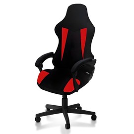 WYLEBER Gaming Chair Covers,Stretchable Soft Thick Breathable Mesh Scratch Resistant Gaming Chair Seat Cover with 2Pcs Armrest Slipcovers(Black-red,Style 1)