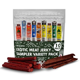 Buffalo Bob’s Wild Game Jerky (10-Pack), Exotic Meat Jerky Sampler Gift Pack, Premium Wild Game Meat Bouquet, Jerky Gifts for Men, Jerky Variety Pack