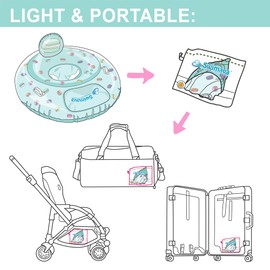 Swimava G3 Baby Swim Seat Ring (Age 6-36 Months), Inflatable Swimming Float, Foldable Lightweight Pool Swim Training Aid for Babies, Infants and Toddlers (Le Macaron)