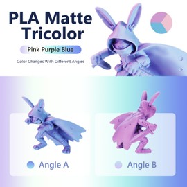 Goto Guard Tri Color Filament Matte PLA Filament, Multicolor 3D Printer PLA Filament 1.75mm, Rainbow 3D Printing Filament for Most 3D Printer, Tricolor Pink Purple & Blue 1KG(2.2lbs)/Spool