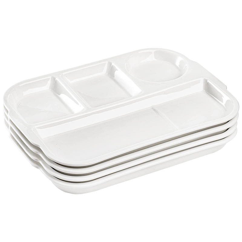 TOPZEA 4 Pack Divided Dinner Trays, Ceramic Serving Platter Dinner