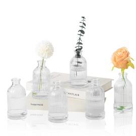 ROLLSCERAY Bud Vases Set of 6, Glass Vases for Centerpieces, Small Vases for Flowers, Small Flower Vases for Centerpieces, Vintage Vases, Mini Vases, Clear Bud Vases for Wedding Table Decor