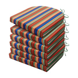 HARBOREST Outdoor Chair Cushions Set of 6 - Round Corner Waterproof Outdoor Cushions for Patio Furniture - Patio Furniture Cushions with Ties, 17"x16"x2", Rainbow Stripes