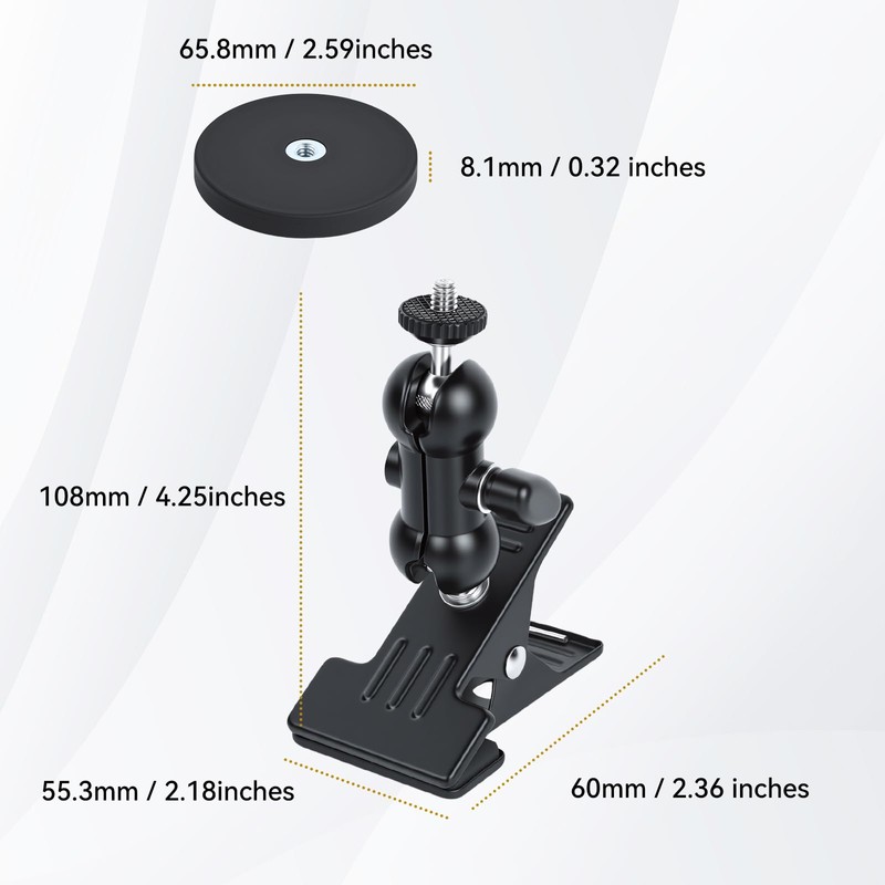 UTEBIT Dual Ball Head Cameras Clip for GoPro, with 1/4''