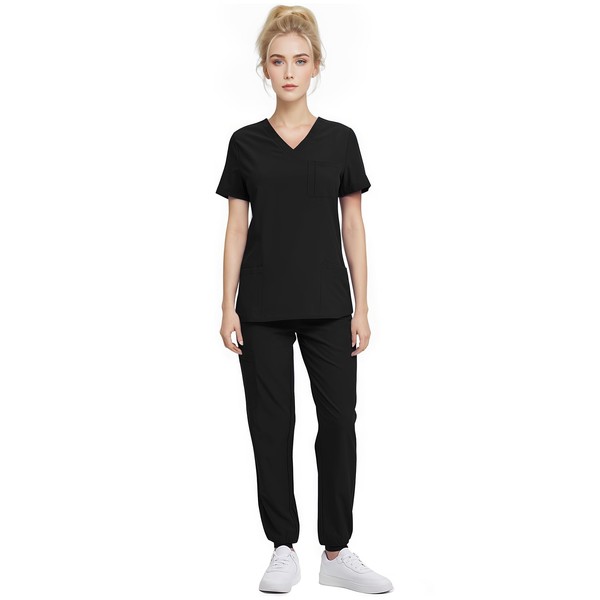 KARAZZO Scrubs Set for Women Nurse Uniform Jogger Suit V-Neck
