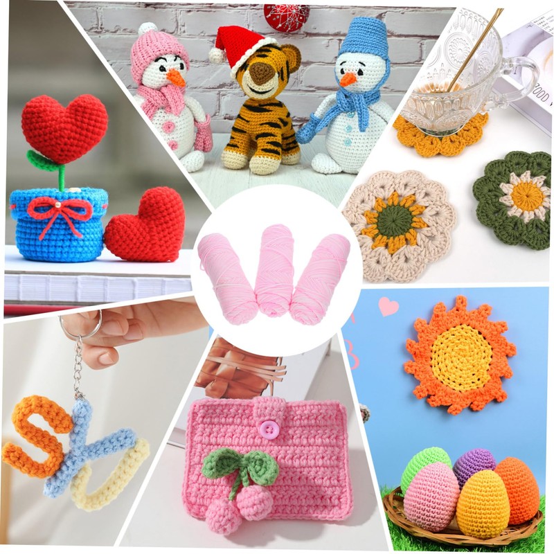 Hohopeti 3pcs Multi-Function Cotton Yarn Scarf Thick Woolen Crochet Yarn