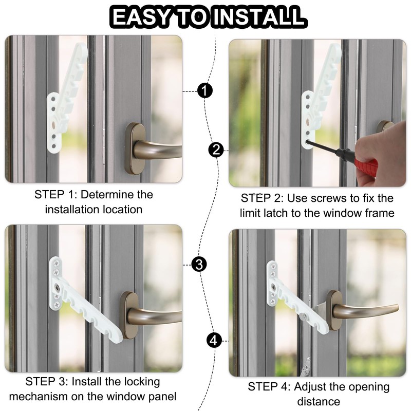 MECCANIXITY Window Restrictor Latch Window Safety Lock Stopper, Limit Stay