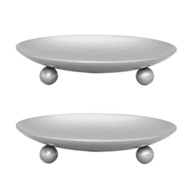 Gripebao Pillar Candle Holders Set of 2, Iron Pillar Candle Stand, Vintage Pillar Candle Plate Tray, Metal Candle Pedestal, Decorative Candle Stick Wax Holder for Aromatherapy Christmas, Silver