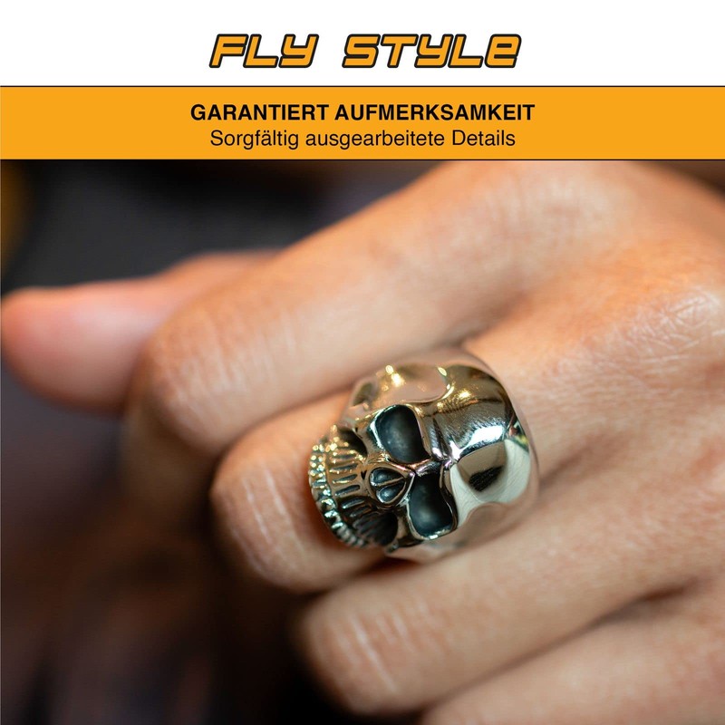 Fly Style; Men's Skull Ring; Stainless Steel; Keith Richards, Stainless