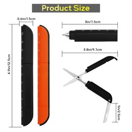 JINGIHE 5 Pcs Multitool Pen Set with Scissors Art Knife Ruler, 4-in-1 Utility Pens Cool Gadgets Tools, Unique Gifts for Men Dad Husband Fathers Day Birthdays Christmas Valentines