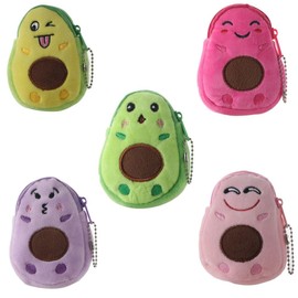 Mini monederos de felpa con forma de aguacate de dibujos animados, monederos de felpa a la moda, cartera pequeño, bolsa de dinero para mujeres y niñas, cartera