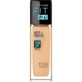 MAYBELLINE Base Maquillaje Fit Me Matte Rich Tan + Poreless 30ml, matifica y controla el brillo, tiene FPS 22