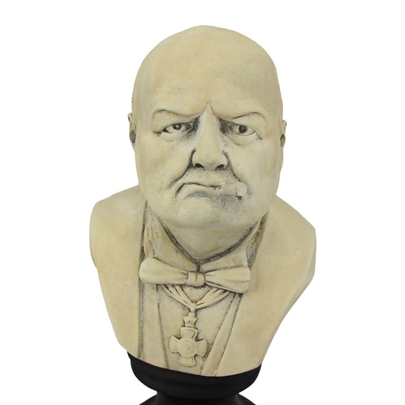 Things2Die4 Molded Plaster Winston Churchill with Cigar Bust Statue