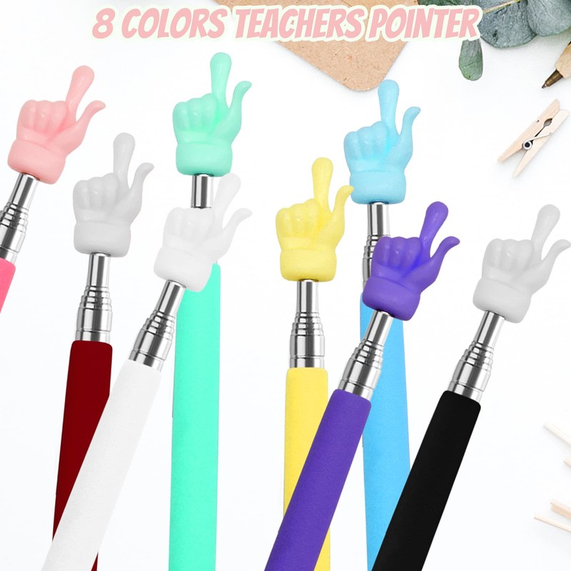 8Pcs Telescopic Teachers Pointer, Extendable Hand Pointer Finger Pointer Stick,