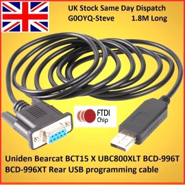 Uniden Bearcat BCT15X UBC800XLT BCD996T BCD996XT Rear FTDI USB programming cable