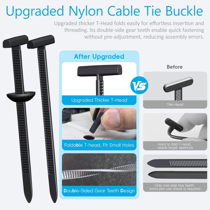 Upgraded Nylon Universal Cable Tie Buckles - Nylon Zip Ties