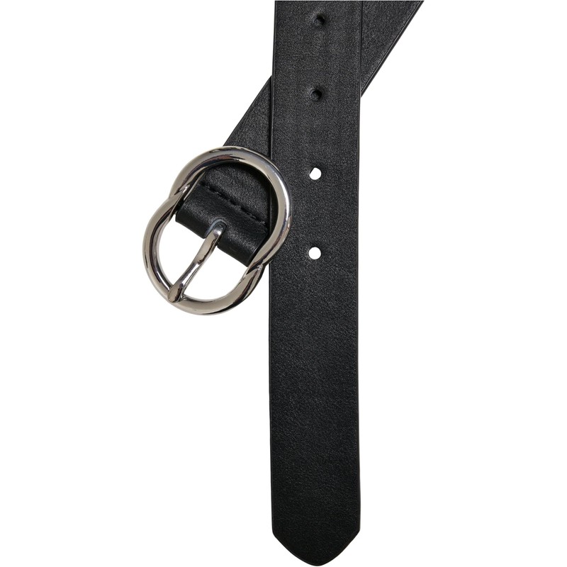 Urban Classics Small Ring Buckle Belt, Black/Silver, S