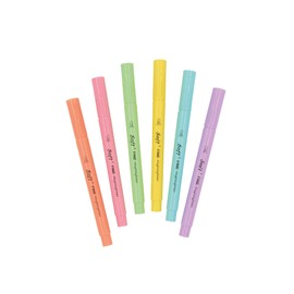 WEDO Highlighters Set of 6 with Soft Tip in Pastel Colours Yellow, Orange, Pink, Light Blue, Purple and Green