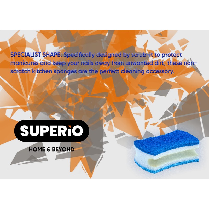 Non-Scratch Scrub Sponge with A Comfortable Grip, Heavy Duty Duel