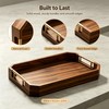 Wooden Serving Tray with Metal Handles, Acacia Wood Rectangular Decorative