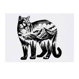 'Mountain Lion Standing' Temporary Tattoo - Water Resistant, Skin-Safe, Non-Toxic Transfer (TO00083307)