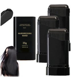 3PCS Temporary Hair Dye Comb, Hair Color Stick, Waterproof and Sweat-Proof Hair Dye Combs, Portable 2-In-1 Touch-Up Hair Colouring Combs for Women & Men Gray Hair Coverage (Natural Black*3)