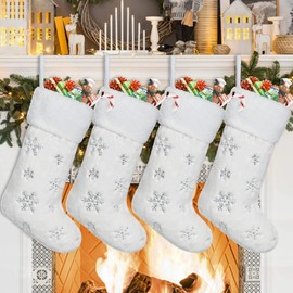 ASFWAGQ Pack of 4 Christmas Stocking Santa Stocking Large Socks Gift Bag Christmas Stockings for Filling Hanging Bags for Fireplace Decoration Christmas Tree Decoration