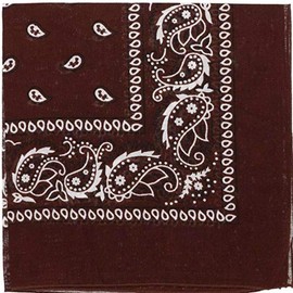 Pack of 5 X-Large Paisley Cotton Printed Bandana - 27 x 27 inches (BROWN)