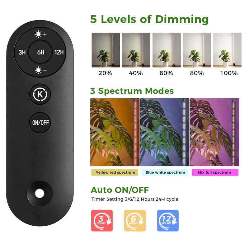 Grow Lights for Indoor Plants with Timer, 2PCS 60 Inch