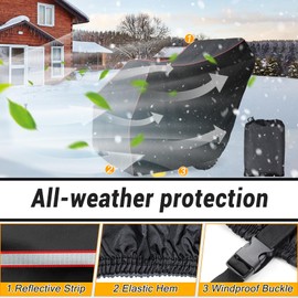 XYZCTEM Premium Snow Blower Cover 420D Marine Grade Fabric, Universal Fit Snow Blower Cover, Covers Snow Blowers Against Water, UV, Wind, Outdoor Protection(Black&Grey)