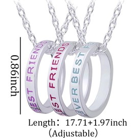 Best Friend Forever Necklaces for 3 Sister Graduation Birthday Gifts for Women Bestie Matching Ring Pendant Necklaces for Friends Long Distance Friendship Gifts for Bestie Sisters Letter Necklace Set
