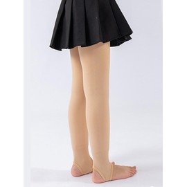 VINICUNCA Girls' Fleece Lined Tights High Waist Winter Warm Stretchy Leggings for Kids (Medium, Nude, Stirrup)