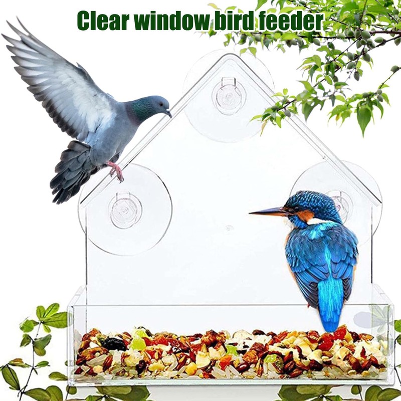 Window Bird Feeder – Clear Acrylic Bird Feeder, See-Through Design