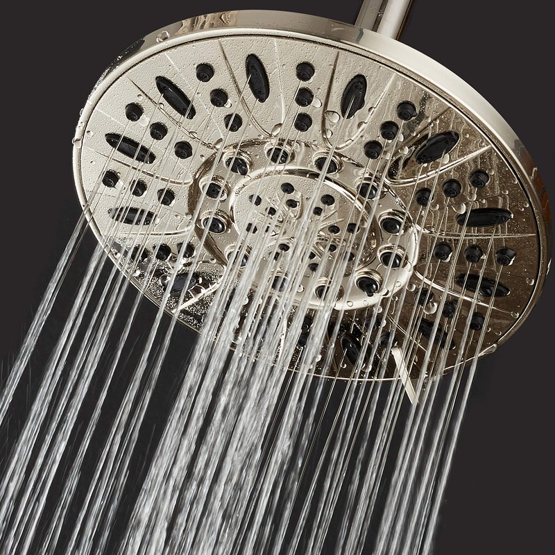AquaDance BRUSHED NICKEL High Pressure 6-Setting 7" Rain Shower Head