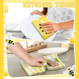 Geyoga 6 Pieces Floral Kitchen Towels Flamingo Dish Hand Towels Sunflower Flower Chicken Daisy Tea Towels for Fall Kitchen Bathroom Decor,16 x 24 Inch(Yellow,Vivid)