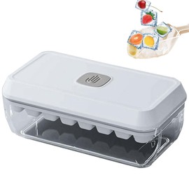 Renjzle Ice Tray, One-Push Easy Removal, Large Capacity, 32 Pieces with Lids, Food Grade PP, Includes Dedicated Scoop, For Home Use, Freezing Durable, Square Ice Cubes, Ice Maker, Ice Maker