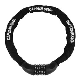 CAPTAIN STAG Y-7361 Bicycle Key Lock Chain Lock Cloth Cover 5 Digit Dial Type Length 35.4 inches (900 mm) Diameter 0.2 inch (6 mm) Password Changeable Black