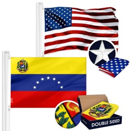 UD_G128 Combo Pack: American USA Flag ToughWeave Series 4x6 Ft Single Sided & Venezuela 7 Stars Venezuelan Flag Double Sided 4x6
