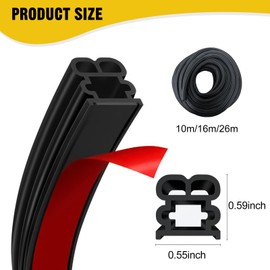 52.5Ft Car Door Seal Strip Car Weather Stripping Double Layer Shape Self Adhesive Rubber Auto Door Soundproofing Weatherstrip for Car Door,Truck, SUV